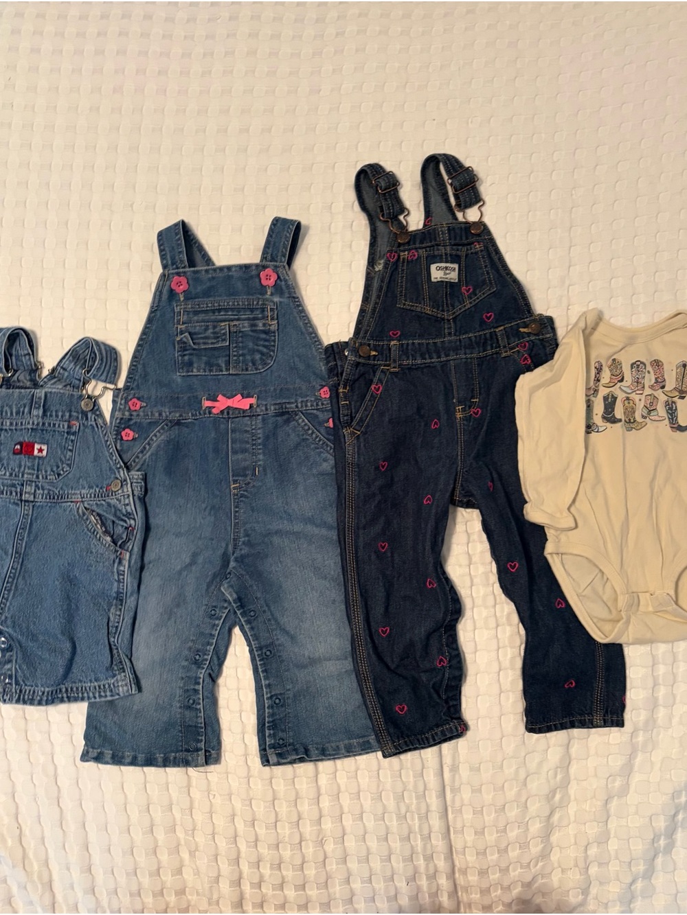 OshKosh B'gosh Dark Denim Overalls & Vintage Sailboat Carter Shortalls